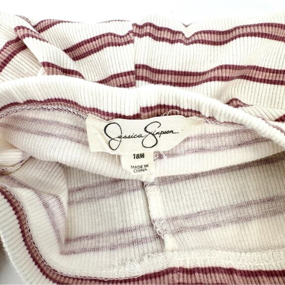 Jessica Simpson Ribbed Flare Pants & Old Navy Eyelet Smocked Top Outfit 18 Month - Picture 7 of 8